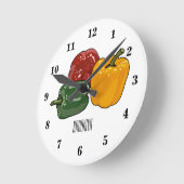 Capsicum-Cartoon-Abbildung Runde Wanduhr (Winkel)