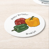 Capsicum-Cartoon-Abbildung Runder Pappuntersetzer (Angewinkelt)
