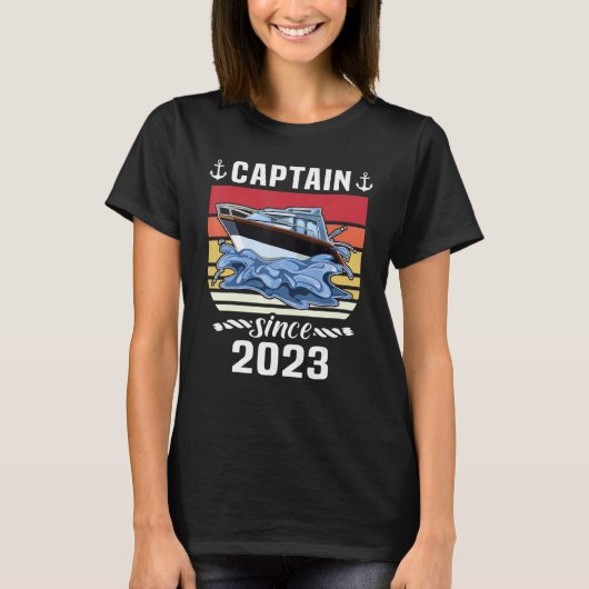 Captain 2023 Boat Driving Licence Motorboat Sail T-Shirt (Vorderseite)