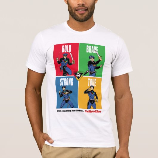 Captain Action Bold tapfer T - Shirt (Vorderseite)