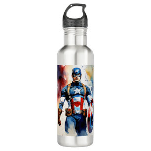 "Captain America Shield Water Bottle - Heroic Hydr Edelstahlflasche
