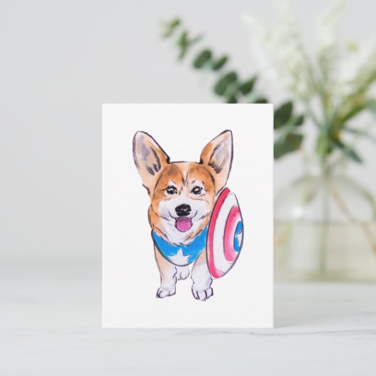 Captain Americorgi Postkarte (Stehend Vorderseite)