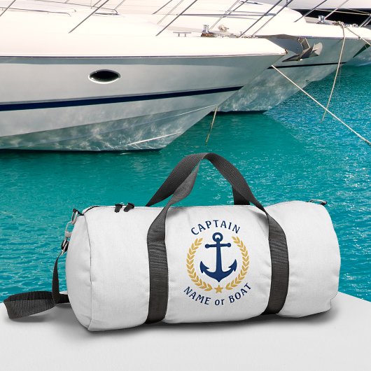 Captain Anchor Boat Name Gold Laurel Star Gym Duffle Bag