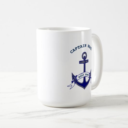 Captain Anchor Custom Nautical Kaffeetasse (VorderseiteRechts)