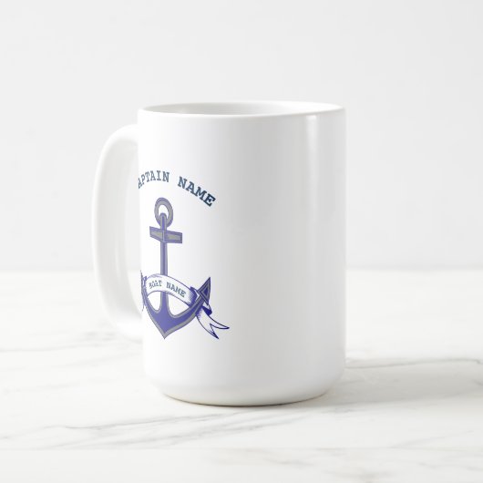 Captain Anchor Custom Nautical Kaffeetasse (Vorderseite Links)