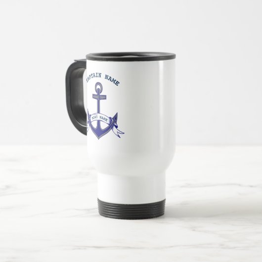 Captain Anchor Custom Nautical Reisebecher (Vorderseite Links)