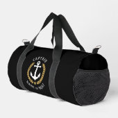 Captain Anchor Ihr Boot Name Gold Laurel Black Duffle Bag (Rechte Ecke)