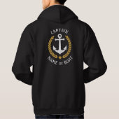Captain Anchor Ihr Boot Name Gold Laurel Black Hoodie (Rückseite)