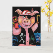 Captain Bacon, Pirat Pig & His Parrot - I love you Karte (Gelbe Blume)