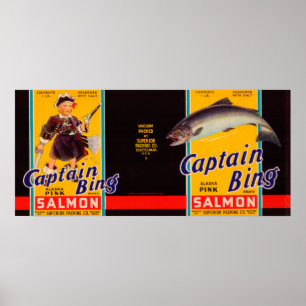 Captain Bing Brand Lachs Label- Seattle, WA Poster