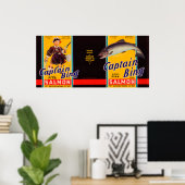 Captain Bing Brand Lachs Label- Seattle, WA Poster (Heimbüro)