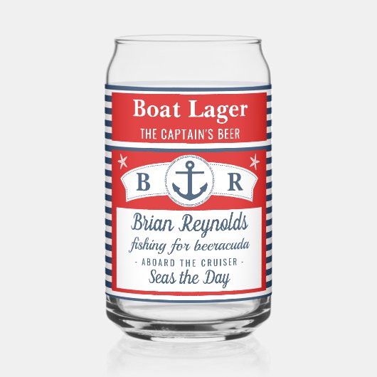 Captain Boat Lagerbier Striping Ship Anchor Custom Dosenglas (Rückseite)