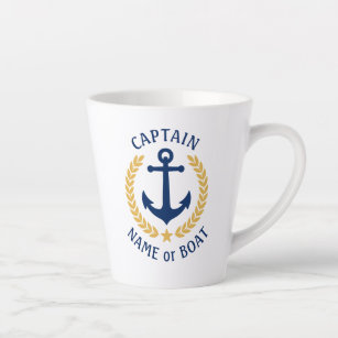 Captain Boat Name Anchor Gold Laurel Star Milchtasse
