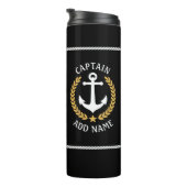 Captain Boat Name Anchor Gold Style Laurel Black Thermosbecher (Nach rechts gedreht)