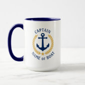 Captain Boat Name Anchor Gold Style Laurel Large Tasse (Links)