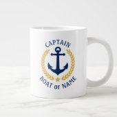 Captain Boat Name Anchor Gold Style Laurel Star Jumbo-Tasse (Rechts)