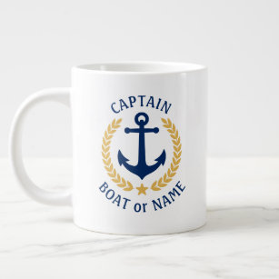 Captain Boat Name Anchor Gold Style Laurel Star Jumbo-Tasse
