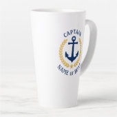 Captain Boat Name Anchor Gold Style Laurel Star Milchtasse (Rechte Ecke)