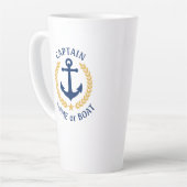Captain Boat Name Anchor Gold Style Laurel Star Milchtasse (Linke Ecke)