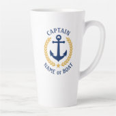 Captain Boat Name Anchor Gold Style Laurel Star Milchtasse (Rechts)