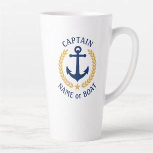 Captain Boat Name Anchor Gold Style Laurel Star Milchtasse
