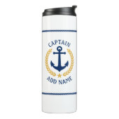 Captain Boat Name Anchor Gold Style Laurel Star Thermosbecher (Nach links gedreht)