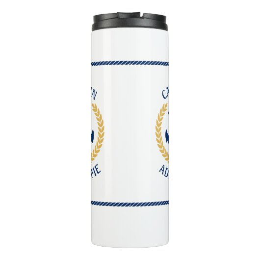 Captain Boat Name Anchor Gold Style Laurel Star Thermosbecher (Rückseite)