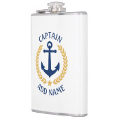 Captain Boat Name Anchor Gold Style Laurel White Flachmann (Links)