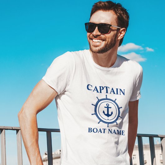 Captain Boat Name Anchor Rope Helm Nautical T-Shirt