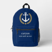 Captain Boat Name Gold Laurel Navy Bedruckter Rucksack (Vorderseite)