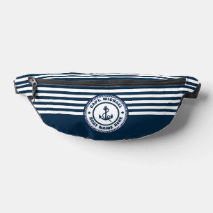 Captain Boat Name Nautical Anchor Blau weiß Bauchtasche