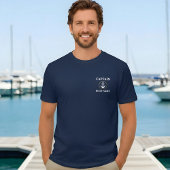 Captain Boat Name Nautical Anchor Blue Gold T-Shirt