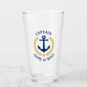 Captain Boat Name Nautical Anchor Gold Laurel Star Glas (Vorderseite)
