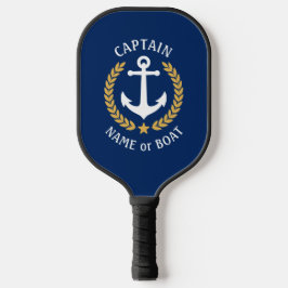 Captain Boat Name Nautical Anchor Gold Laurel Star Pickleball Schläger