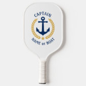 Captain Boat Name Nautical Anchor Gold Laurel Star Pickleball Schläger (Rückseite)
