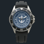 Captain Boat Name Navy: Nautische Anker & Papst Armbanduhr<br><div class="desc">Ein Anker und Seil eines Schiffes mit Captain Rank oder einem anderen Titel und Ihrem Namen oder Bootnamen auf einer stilvollen Armbanduhr. Diese personalisierte Pocket-Uhr wird nicht nur Zeit,  sondern auch Spaß machen. Perfekt für den Vatertag,  aber auch ein großes Geschenk für jeden Anlass.</div>