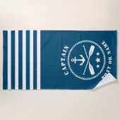 Captain Boat oder Name Nautical Anchor & Oars Aqua Strandtuch (Vorderseite)