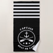 Captain Boat oder Name Nautical Anchor & Oars Blac Strandtuch (Vorderseite)