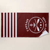 Captain Boat oder Name Nautical Anchor & Oars Red Strandtuch (Vorderseite)