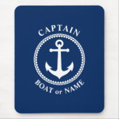 Captain Boat oder Name Navy Blue Anchor Mousepad (Vorne)