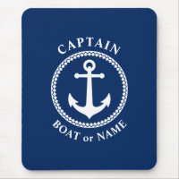 Captain Boat oder Name Navy Blue Anchor