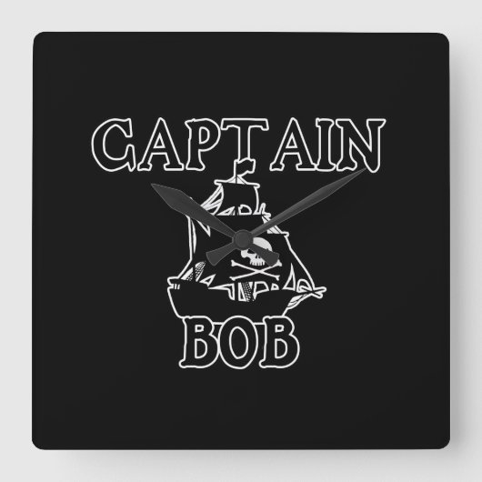 Captain Bob (Pirate Ship) Quadratische Wanduhr (Vorderseite)
