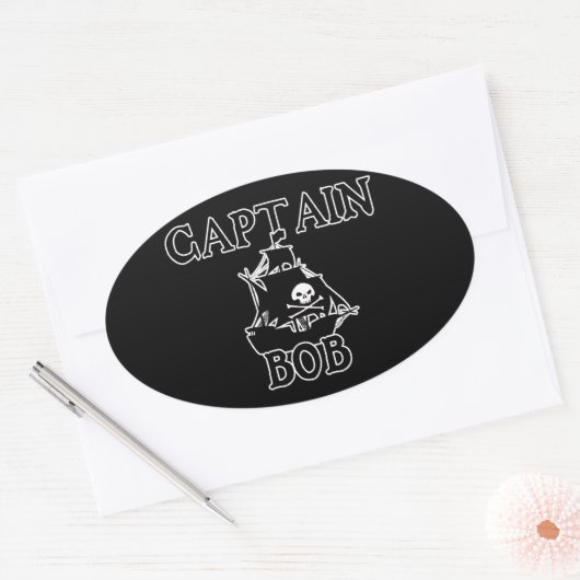 Captain Bob (Piratenschiff) Ovaler Aufkleber (Umschlag)