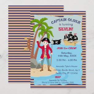 Captain Boy Pirate Ship Birthday Party Einladung