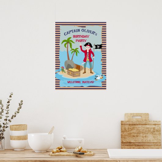 Captain Boy Pirate Ship Willkommensfeier Poster (Küche)