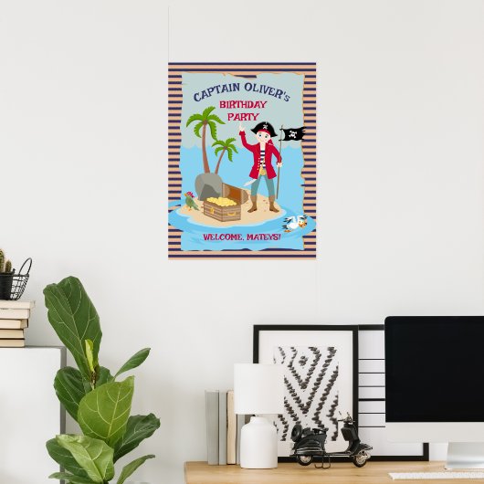 Captain Boy Pirate Ship Willkommensfeier Poster (Heimbüro)