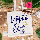 Captain Bride | Moderne Blaue Kalligrafie Tragetasche