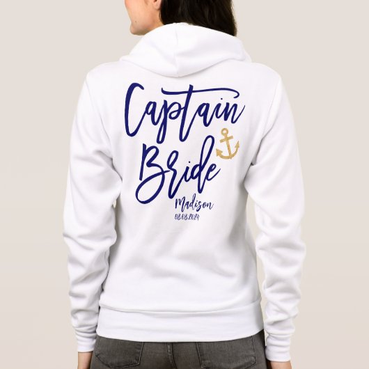 Captain Bride Nautical Junggeselinnen-Abschied Hoodie (Rückseite)