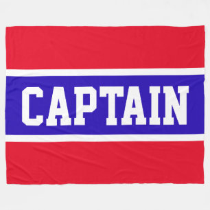 CAPTAIN Bright Red White Blue Athletic Streifen Fleecedecke
