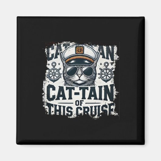 Captain Cat-tain Of Cruise Ship Sea Vacation Kitte Magnet (Vorne)